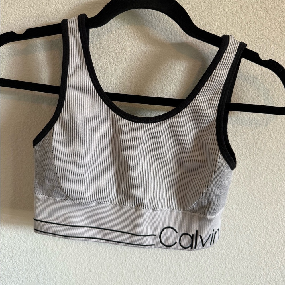 Calvin Klein Monochrome Ribbed Sports Bra